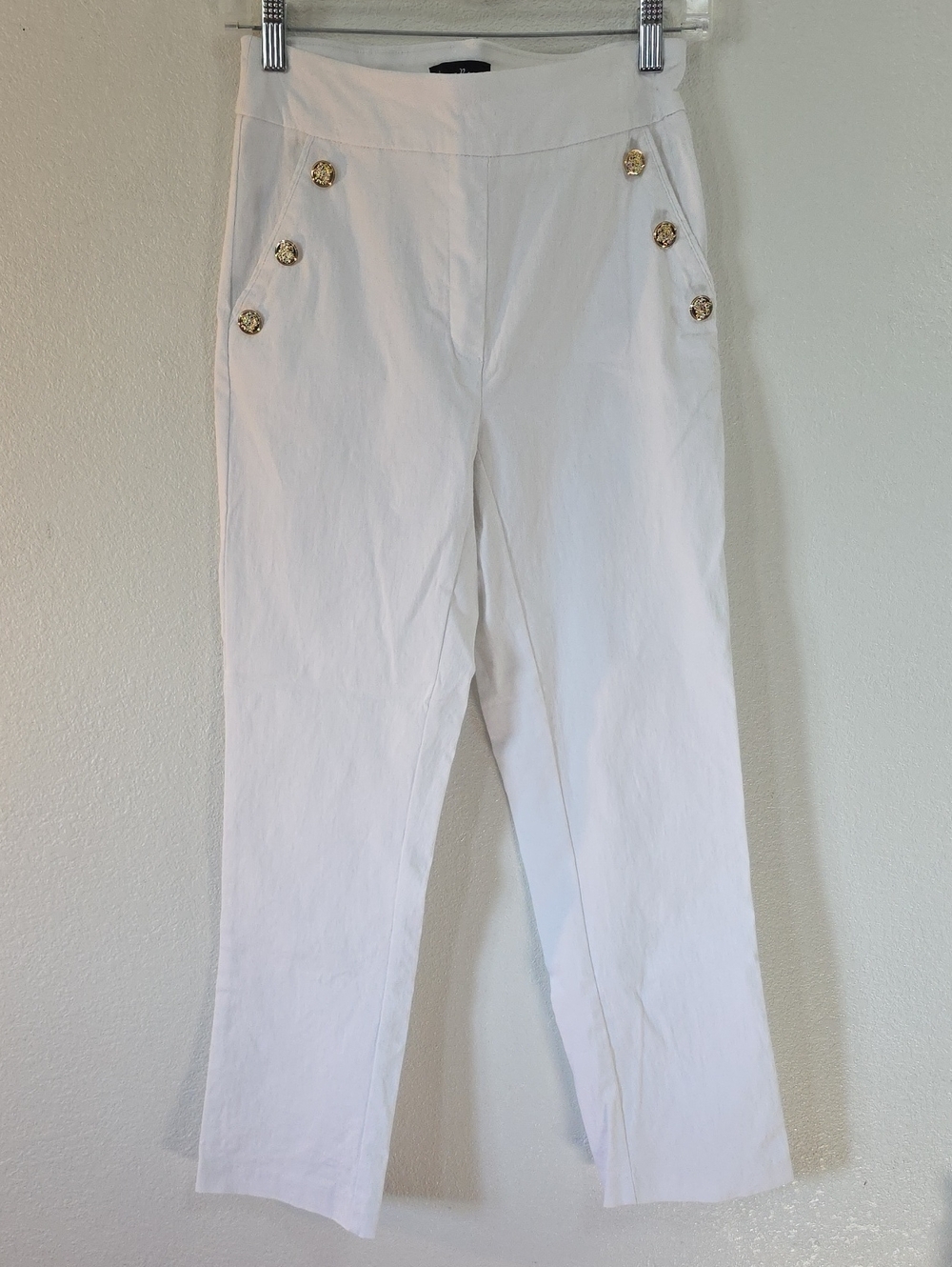 Jenna Rose White Sailor Button Crop Pants Size S